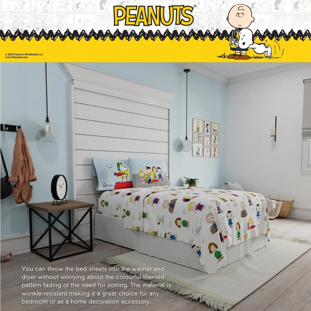 Franco Collectibles Peanuts Snoopy Bedding Super Soft Cozy Microfiber 4 Piece Queen Sheet Set, (Officially Licensed Product)