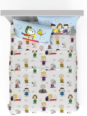 Franco Collectibles Peanuts Snoopy Bedding Super Soft Cozy Microfiber 4 Piece Queen Sheet Set, (Officially Licensed Product)