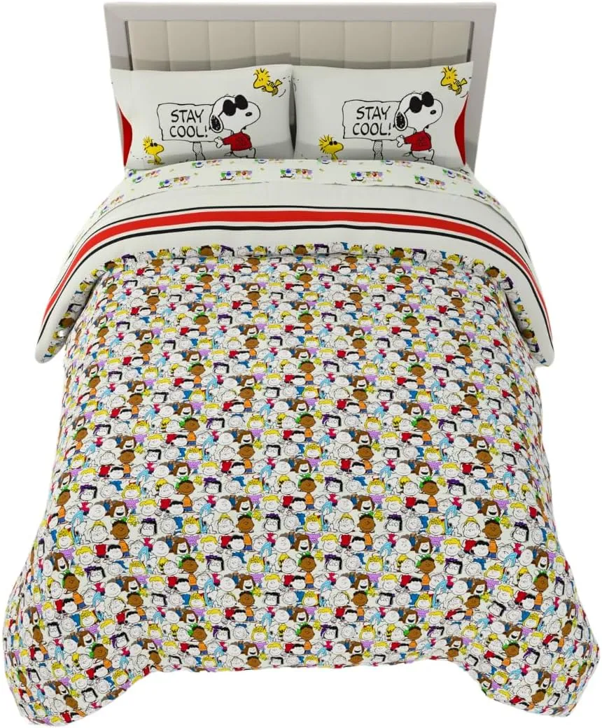 Franco Peanuts Charlie Brown & Snoopy Classic Pals Super Soft Comforter and Sheet Set, 5 Piece Full Size, (Official Licensed Product) Collectibles
