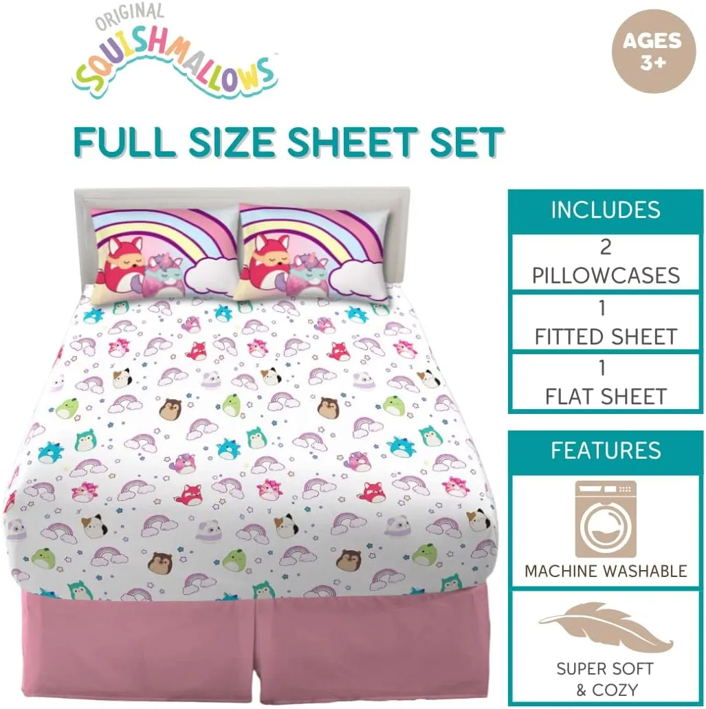 Franco Squishmallows Bedding Super Soft Microfiber Sheet Set,4 pcs, Full