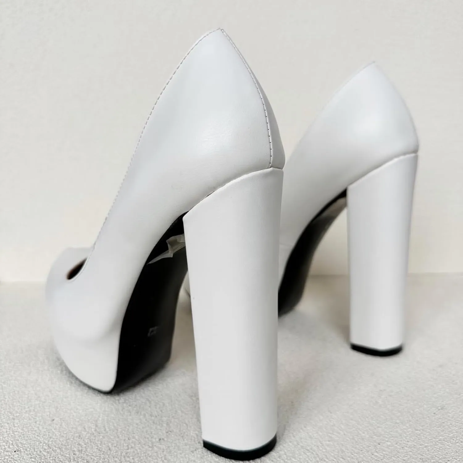 Frankie Hsu Sexy Chunky Block Suede Platform High Heeled Pumps, Classic Office Lady Fashion Style, Big Large Size Dressy Shoes for Women Men