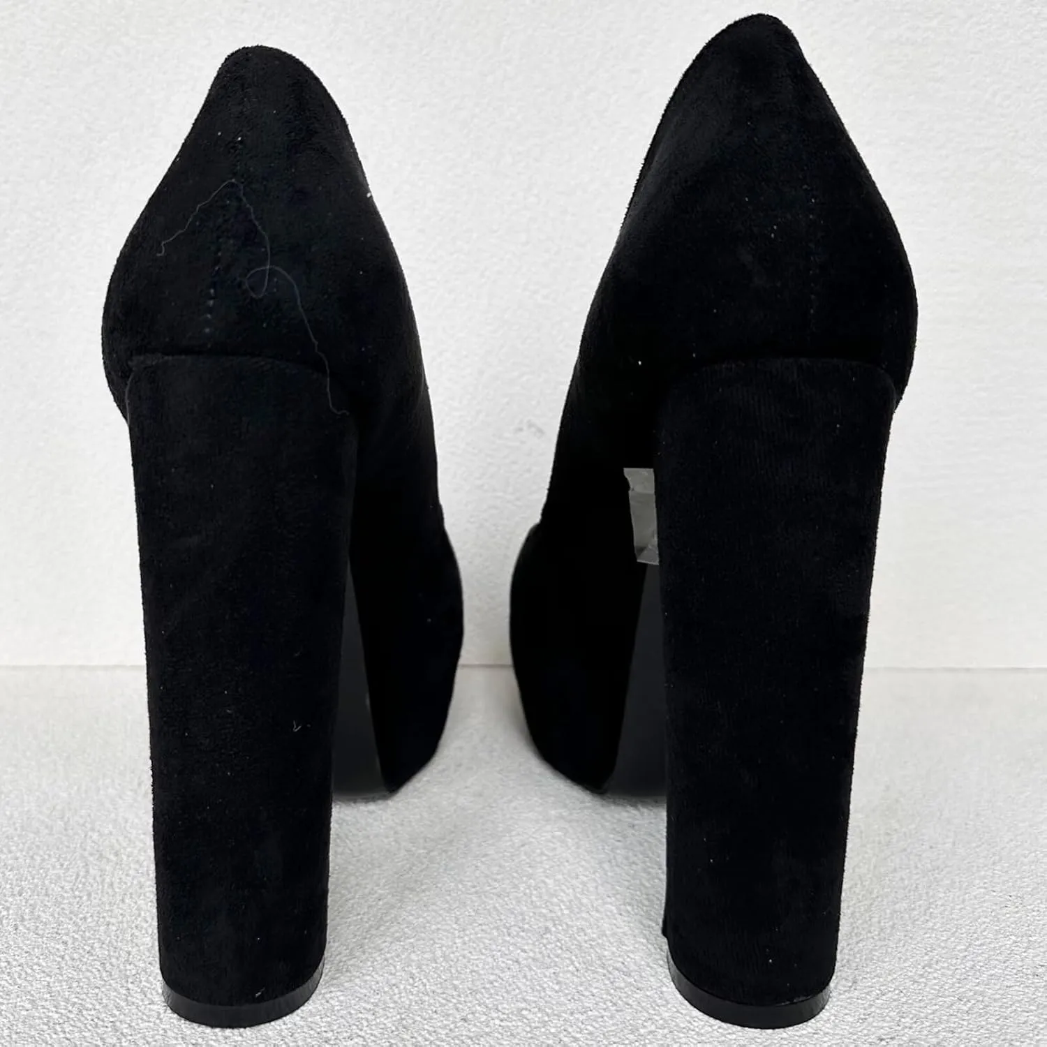 Frankie Hsu Sexy Chunky Block Suede Platform High Heeled Pumps, Classic Office Lady Fashion Style, Big Large Size Dressy Shoes for Women Men