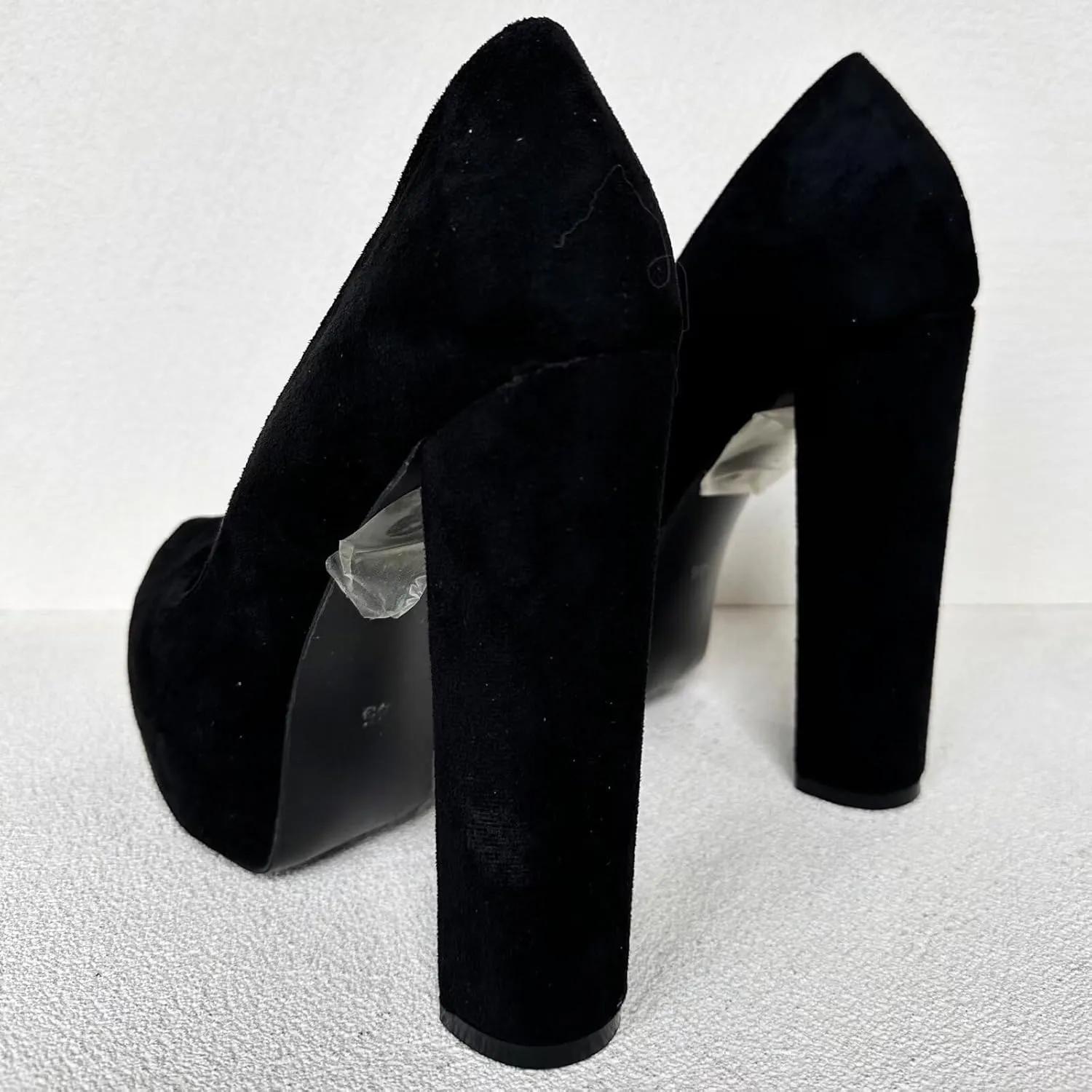 Frankie Hsu Sexy Chunky Block Suede Platform High Heeled Pumps, Classic Office Lady Fashion Style, Big Large Size Dressy Shoes for Women Men