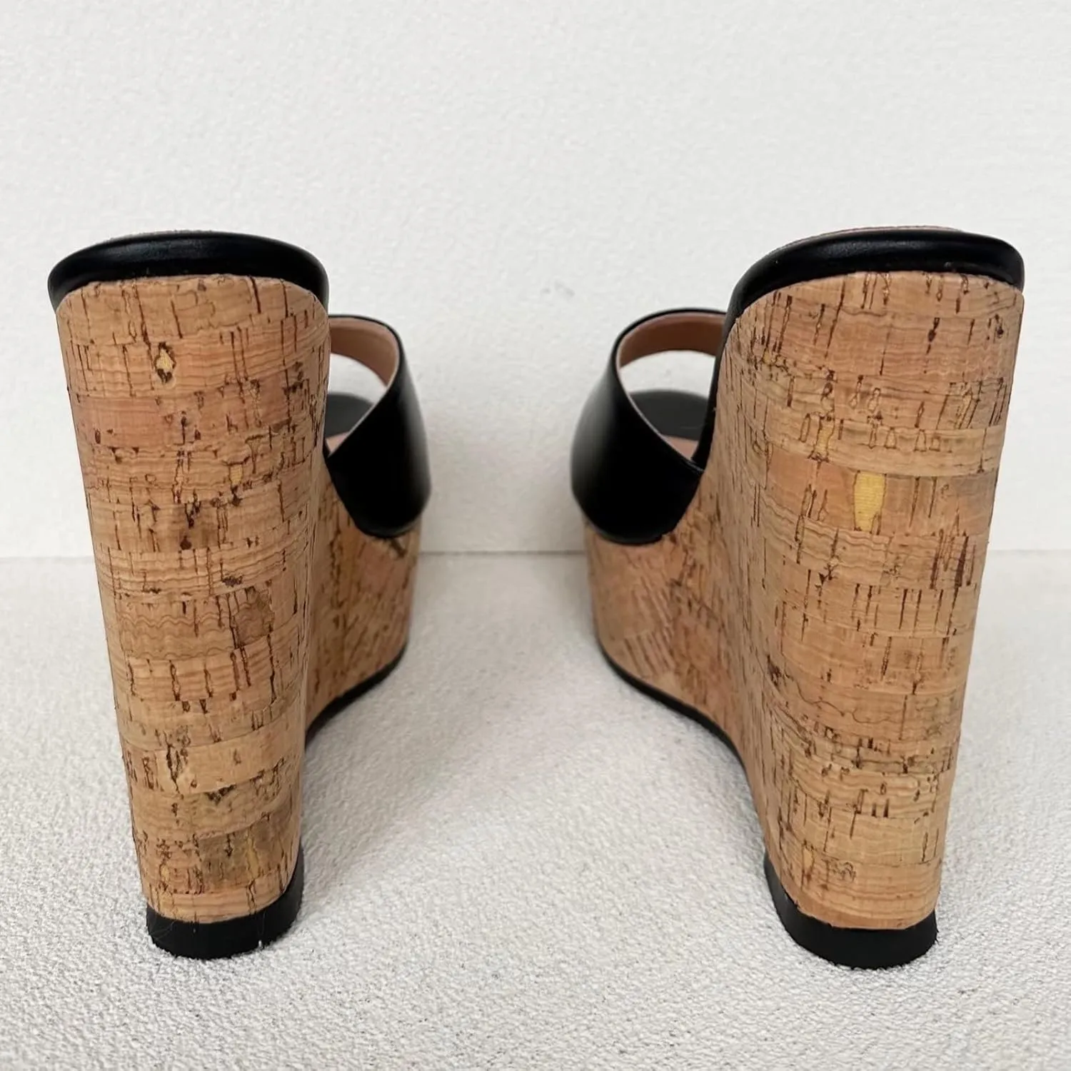Frankie Hsu Sexy Slip On Platform Wedge Sandal, Stylish Black High heeled Oak Wood Thick Sandal, Fashion Large Big US4-19 Size Unisex Wide Strap Heeled Shoes For Women Men