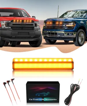 Front Grille LED Lights for F150 2018-2025 Accessories Exterior Grill Trim Warning Lamp (Amber Lights, 4)