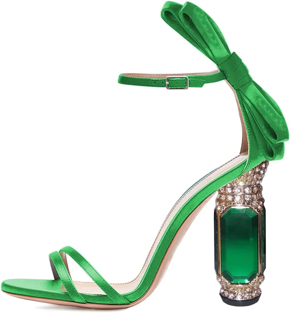 FSJ Women Open Toe Stylish Sandal Ankle Strap Chunky Block High Thick Heels Wedding Party Ballroom Prom Shoes US Size 4-15 US