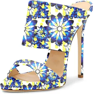 FSJ Women Versatile Open Toe High Heel Mules Backless Shoes Feminine Slingback Stiletto Slide Sandals Slip on Slipper Size 4-15 US