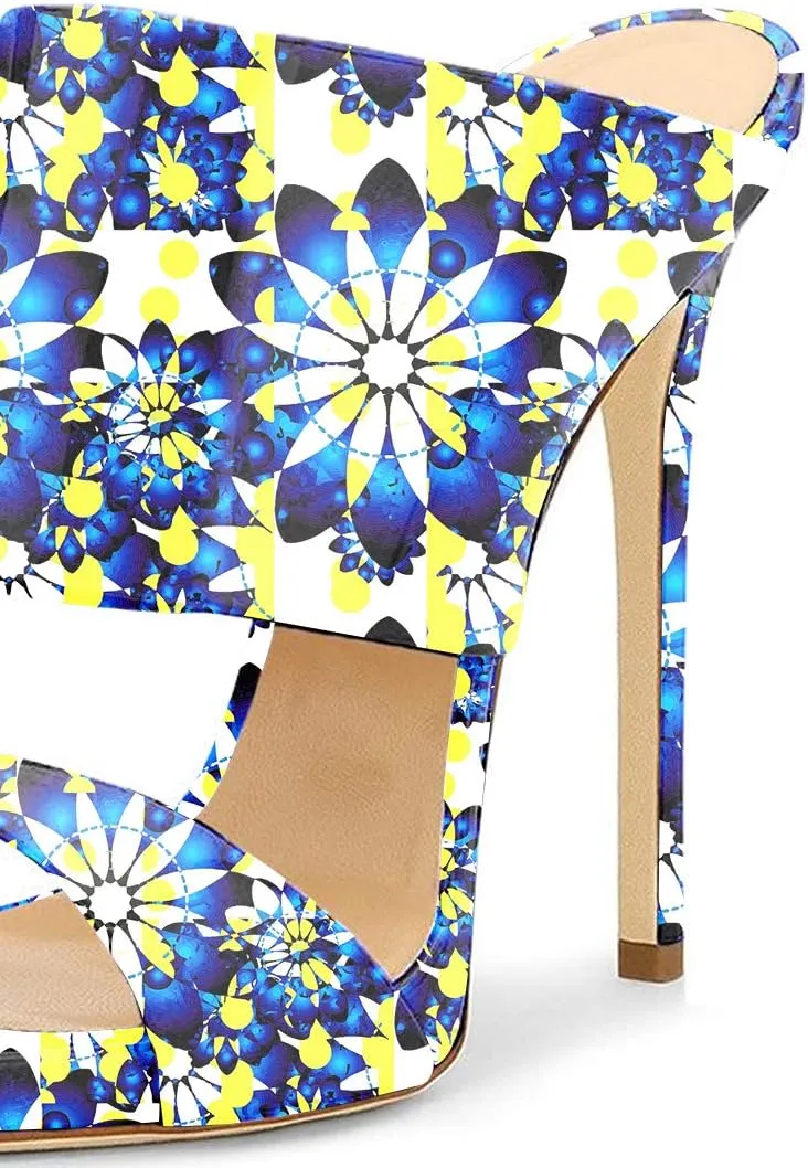 FSJ Women Versatile Open Toe High Heel Mules Backless Shoes Feminine Slingback Stiletto Slide Sandals Slip on Slipper Size 4-15 US