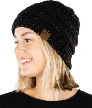 Funky Junque Premium Women's Cable Knit Winter Beanie Hat - Thick Warm Cozy - Classic Colors, Spring Pastels, Faded Blends