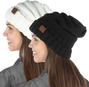 Funky Junque Women's Slouchy Beanie - Soft Ribbed Knit Winter Hat - Cozy Warm Cap