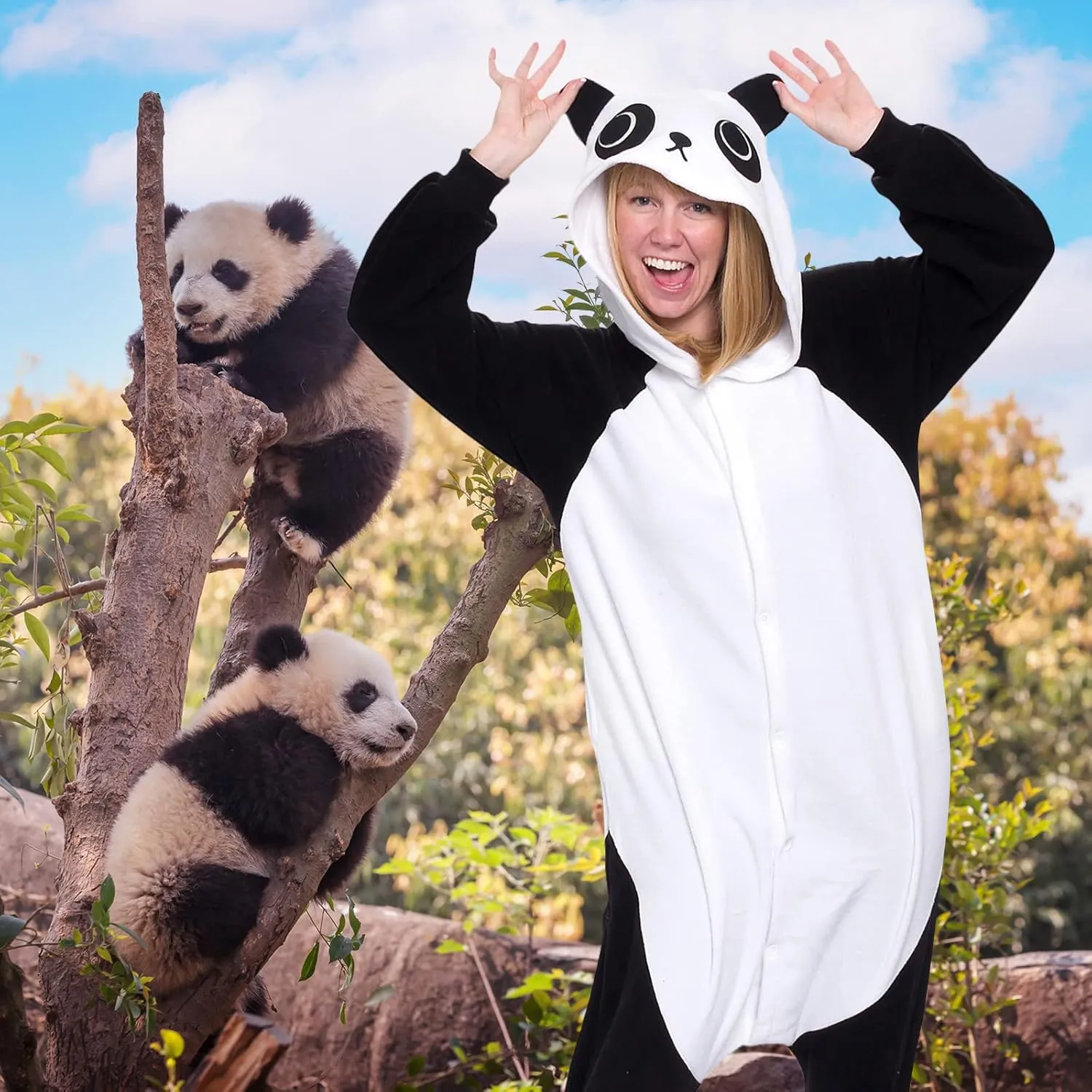 Funziez! Adult Onesie Halloween Costume - Animal and Sea Creature - Plush One Piece Cosplay Suit for Adults, Men and Women