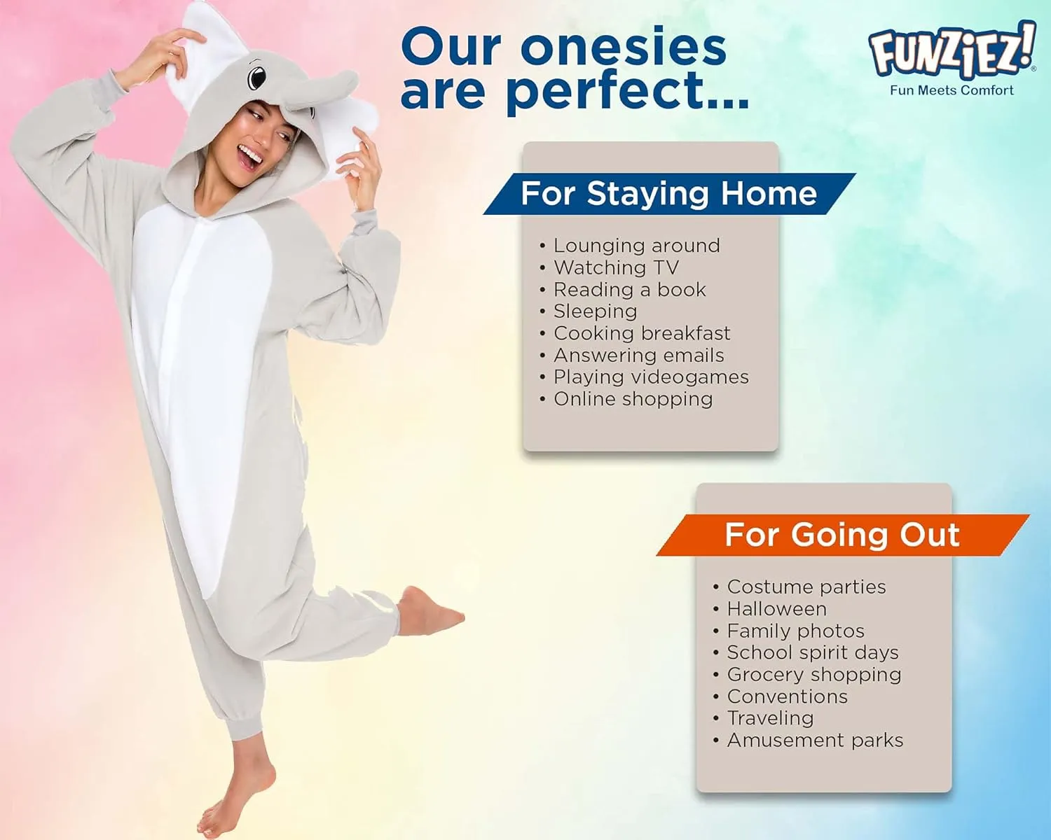 Funziez! Adult Onesie Halloween Costume - Animal and Sea Creature - Plush One Piece Cosplay Suit for Adults, Men and Women