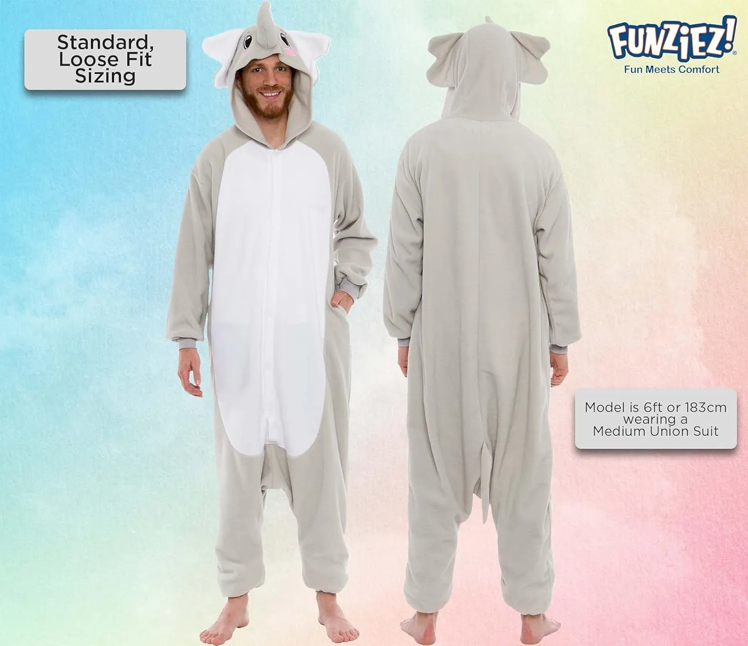 Funziez! Adult Onesie Halloween Costume - Animal and Sea Creature - Plush One Piece Cosplay Suit for Adults, Men and Women