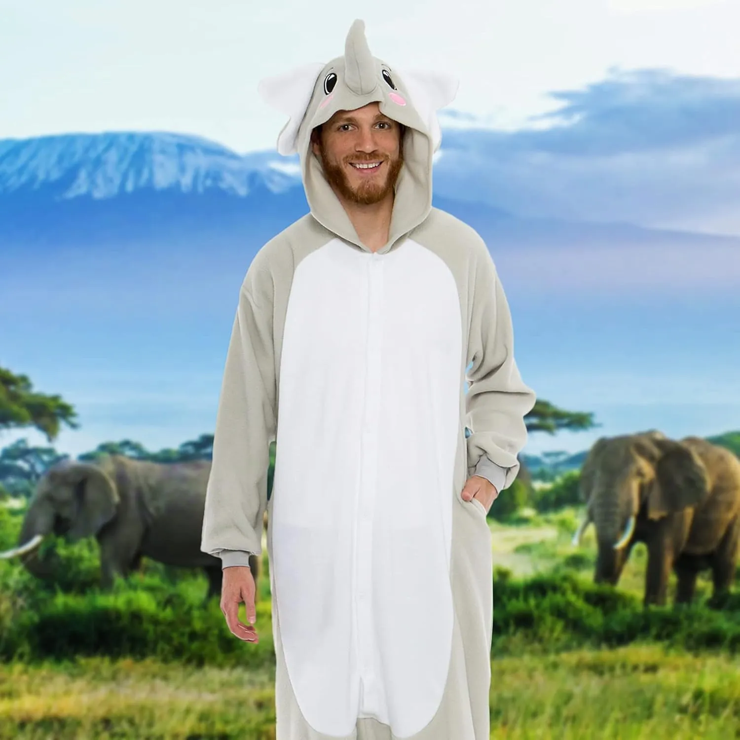 Funziez! Adult Onesie Halloween Costume - Animal and Sea Creature - Plush One Piece Cosplay Suit for Adults, Men and Women