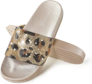 Fur Story Womens Slides House Slippers Rhinestone Glitter Slides Cute bling Flat for Women Platform Sandals Cozy Bedroom Slippers Shower Shoes