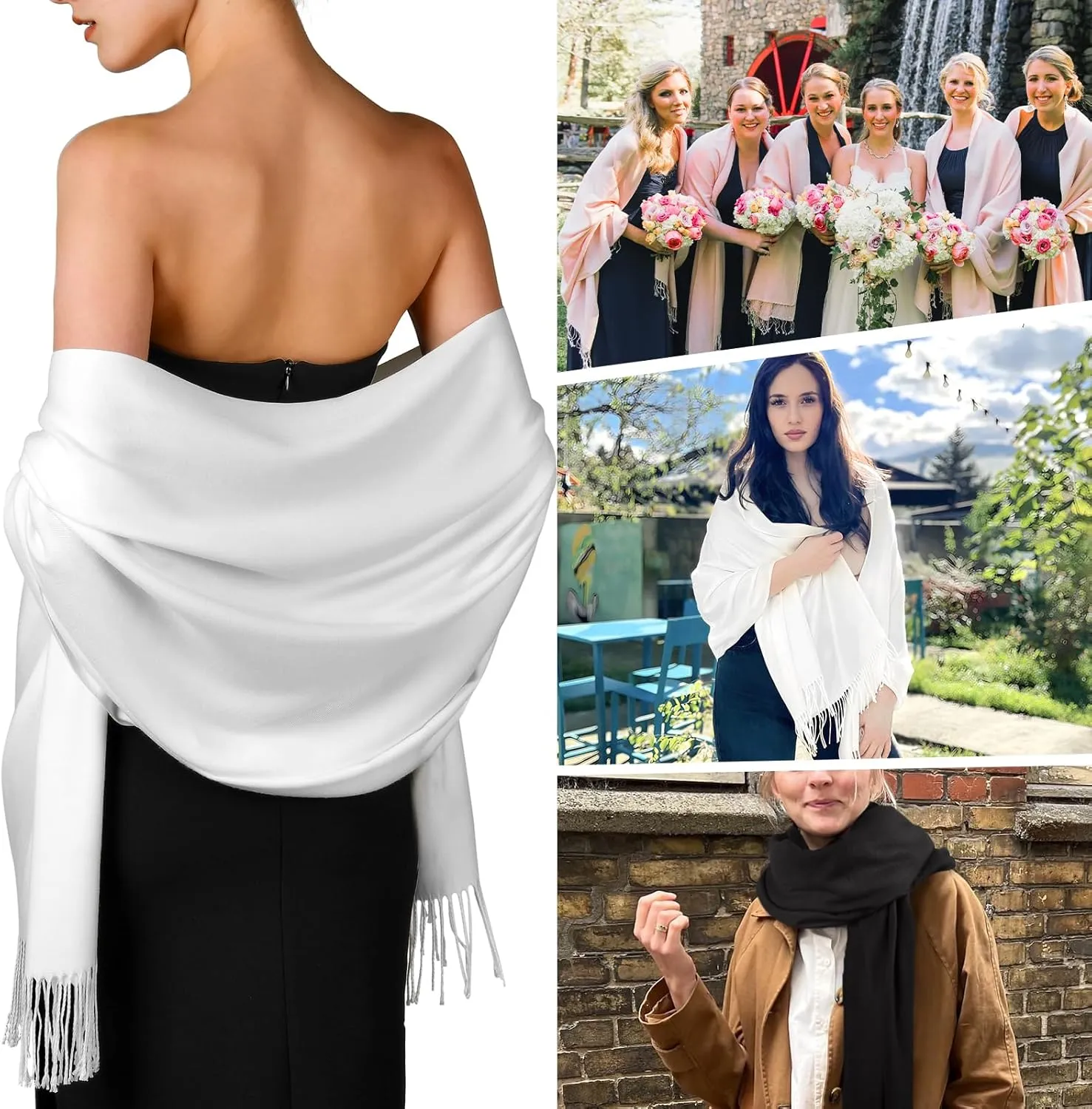 FURTALK Pashmina Shawls and Wraps for Evening Dress Women's Scarf Wedding Bride Bridesmaid Gifts Winter Scarves