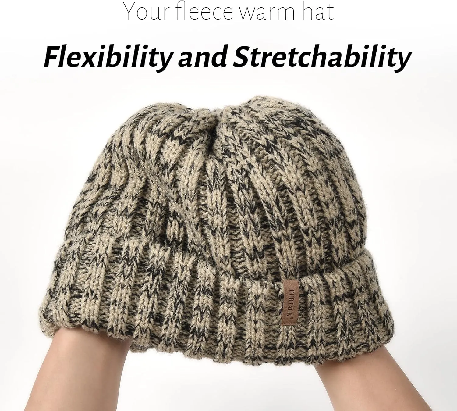 FURTALK Winter Hats for Women Fleece Lined Beanie Knit Chunky Womens Snow Cap