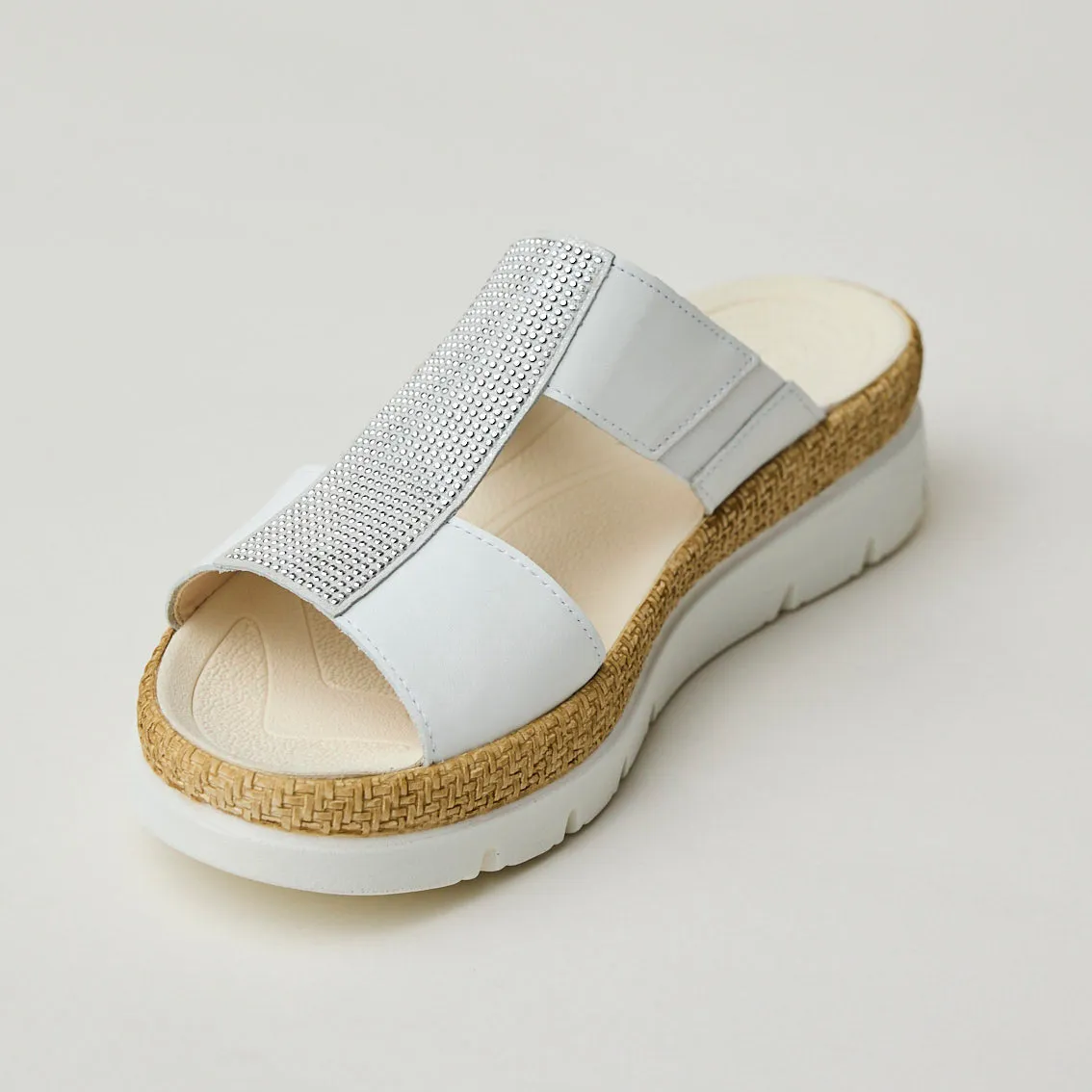 Gabor White Leather Sliders
