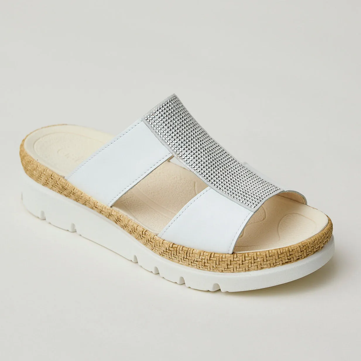 Gabor White Leather Sliders