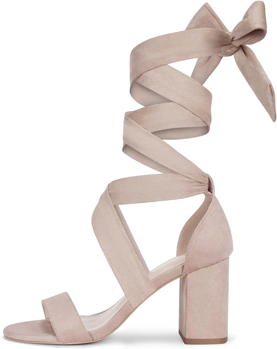 GENSHUO Women's Chunky High Heels Lace Up Strappy Block Sandals Open Toe Sexy Dress Heel Comfortable Prom Wedding Homecoming Party Graduation Shoes