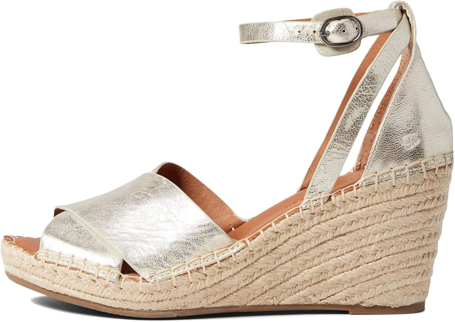 Gentle Souls by Kenneth Cole Women's Charli X Band Buckle Heeled Sandal Espadrille Wedge
