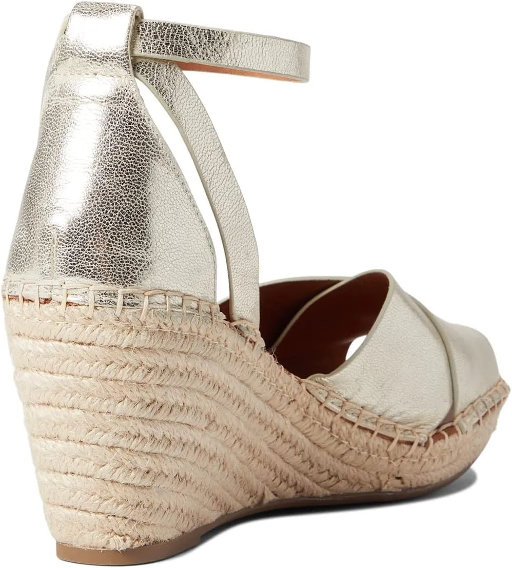 Gentle Souls by Kenneth Cole Women's Charli X Band Buckle Heeled Sandal Espadrille Wedge