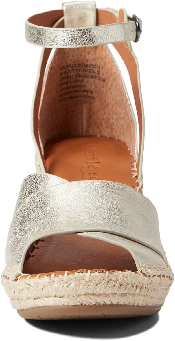 Gentle Souls by Kenneth Cole Women's Charli X Band Buckle Heeled Sandal Espadrille Wedge