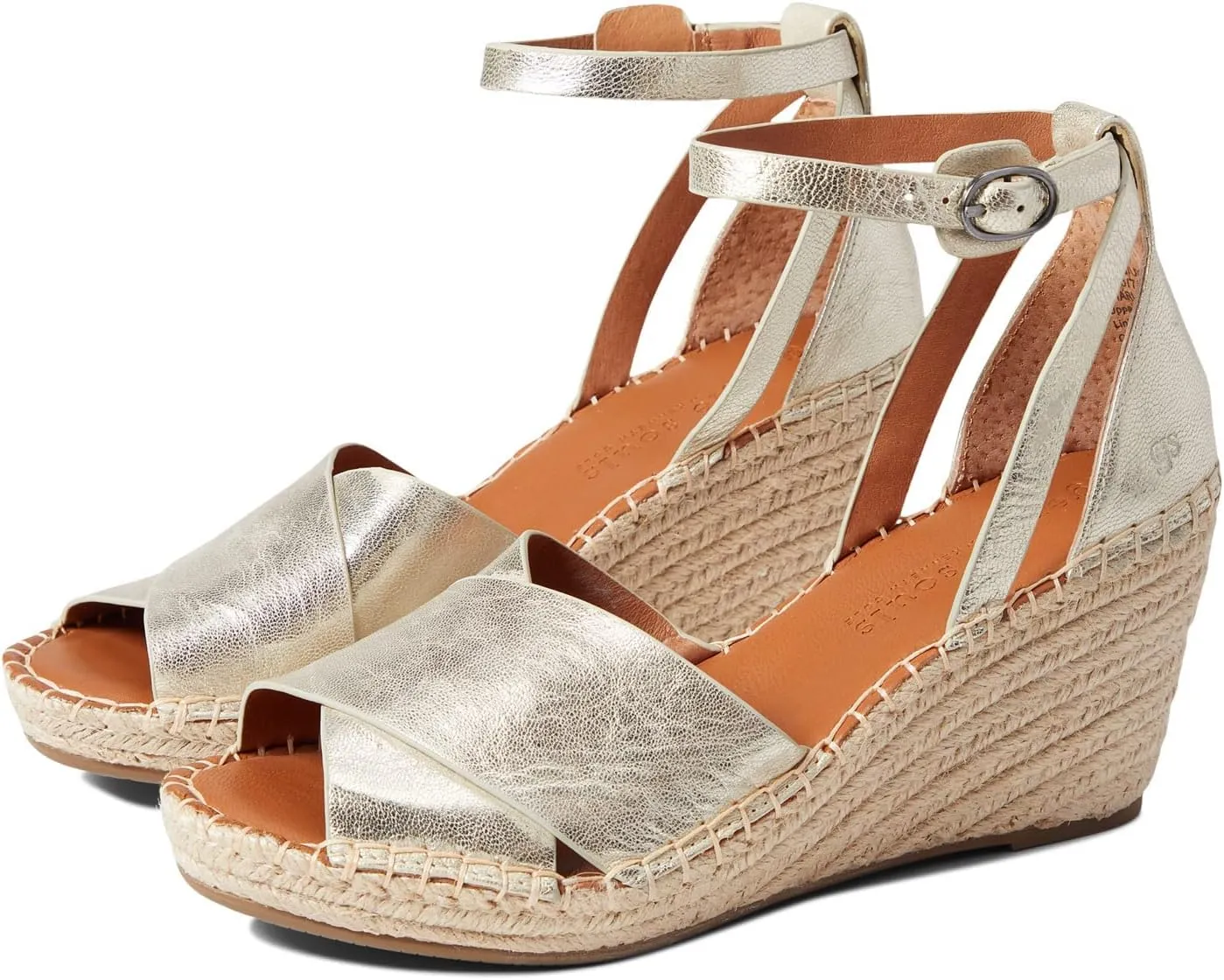Gentle Souls by Kenneth Cole Women's Charli X Band Buckle Heeled Sandal Espadrille Wedge