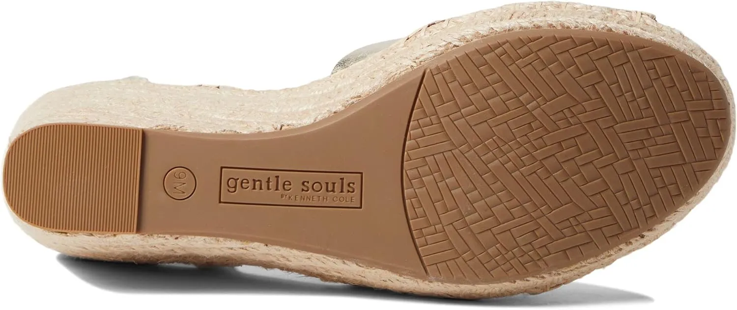 Gentle Souls by Kenneth Cole Women's Charli X Band Buckle Heeled Sandal Espadrille Wedge