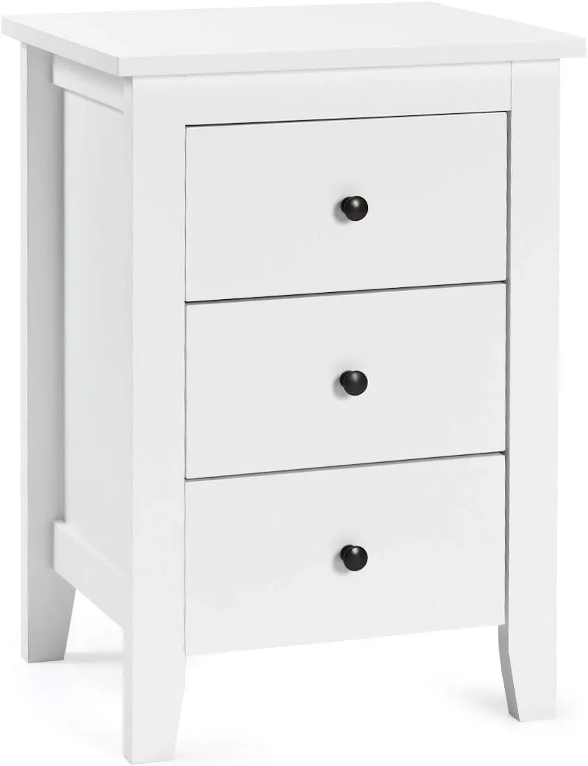 Giantex Nightstand W/ 3 Drawers Large Storage Space, Solid Structure and Stable Frame, Elegant Appearance, Suitable for Bedroom Bedsides Table Accent Table End Table (1)
