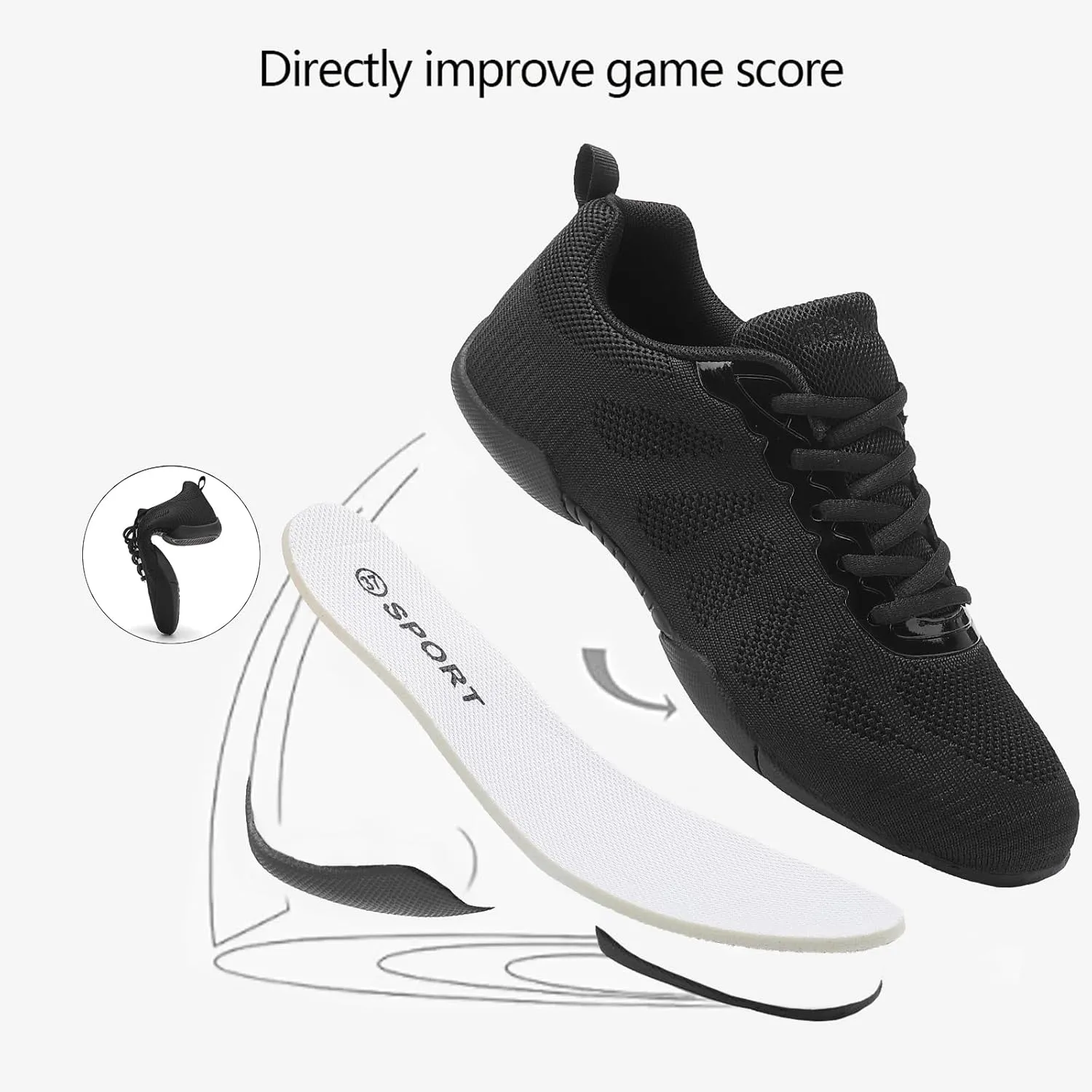 Girls' Cheerleading Shoes Breathable Lightweight Comfortable Dance Cheerleader Sneakers Non-Slip for Dance, Training, Tennis and Youth Sport
