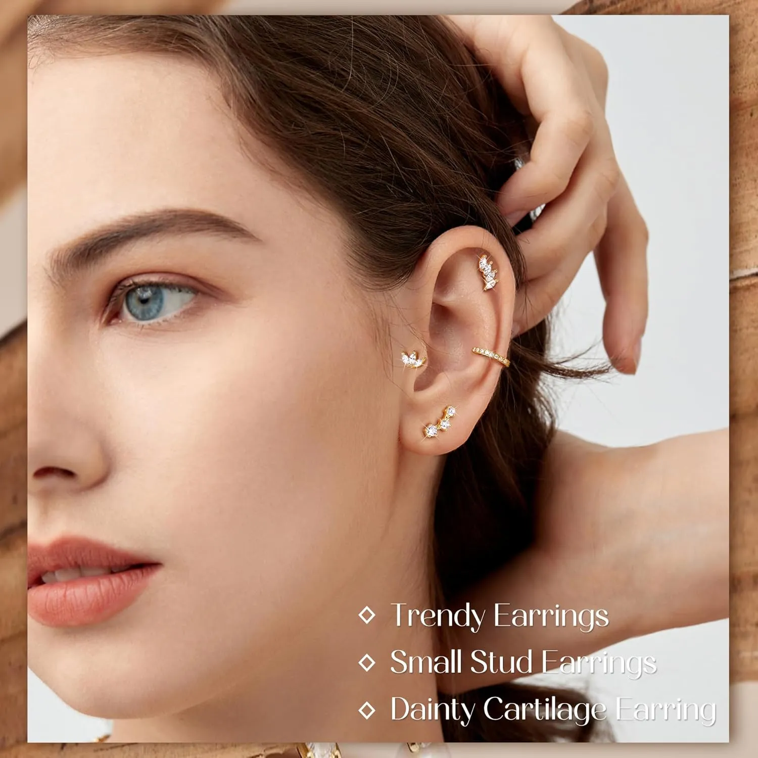 Gold Flat Back Earrings for Women Sterling Silver Earrings Post Hypoallergenic 14k Gold Plated Stud Earrings for Women Trendy Cartilage Earring Helix Conch Tragus Piercing Jewelry Dainty CZ Opal Flatback Stud Earrings Set 3 Pairs