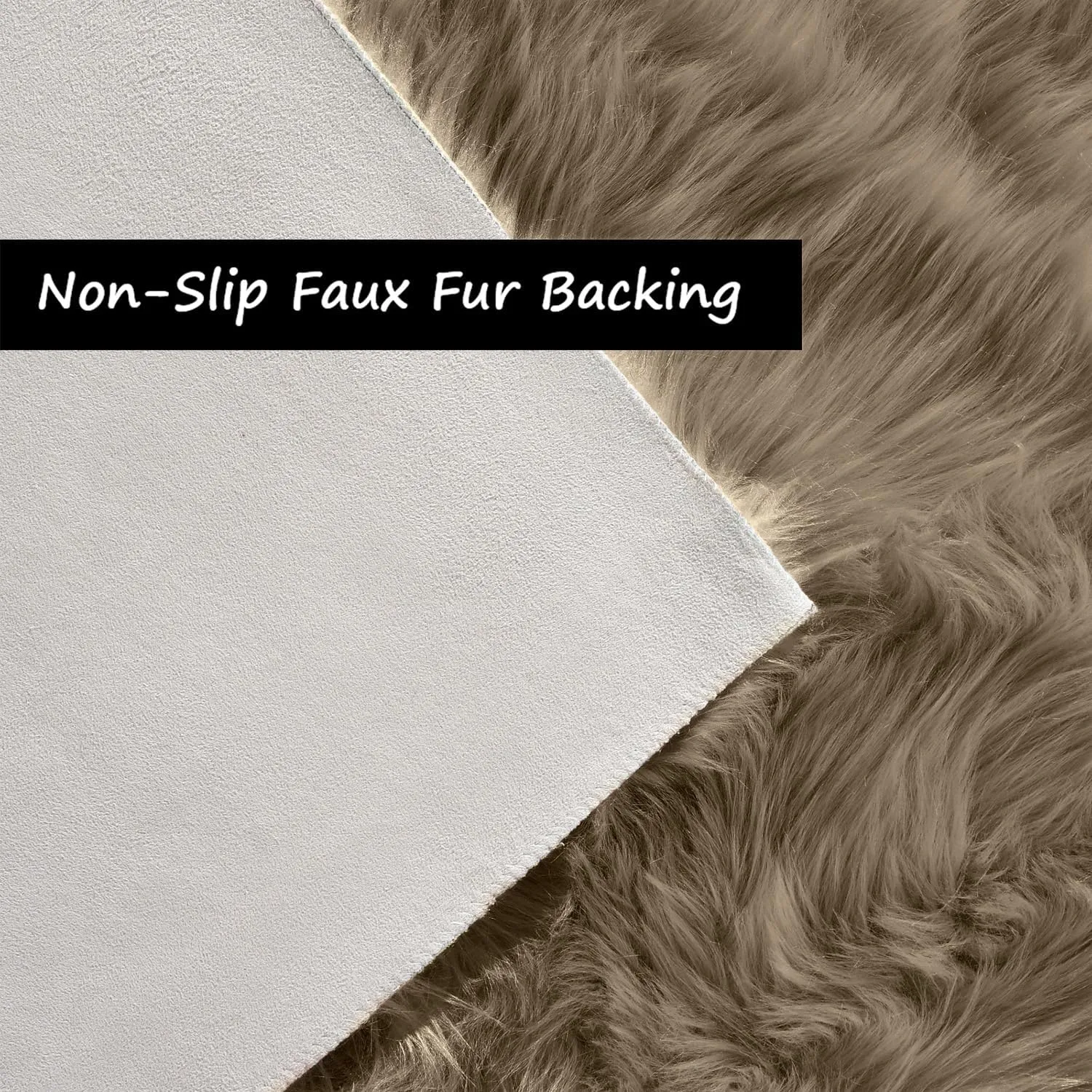 Goolela Bedroom Light Brown Beige Rug 2x3 Faux Fur Washable Shag Area Rug for Living Room Fluffy Throw Playroom Decor Rectangle