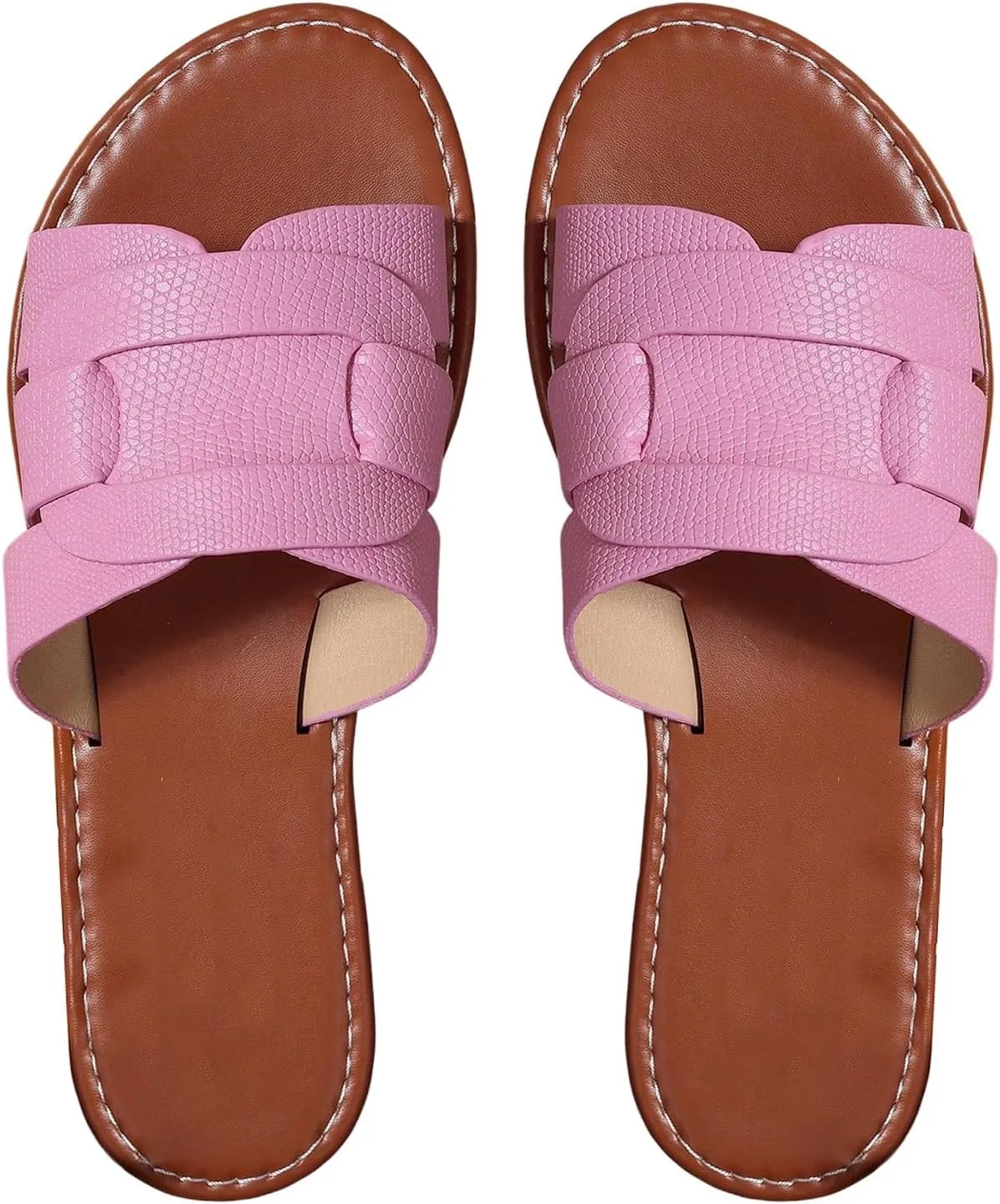GORGLITTER Women's Open Toe Dressy Beach Sandal Trendy 2025 Comfy Flat Slide Summer Sandals