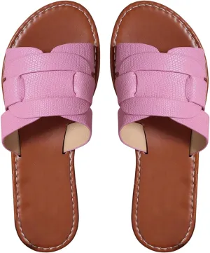 GORGLITTER Women's Open Toe Dressy Beach Sandal Trendy 2025 Comfy Flat Slide Summer Sandals