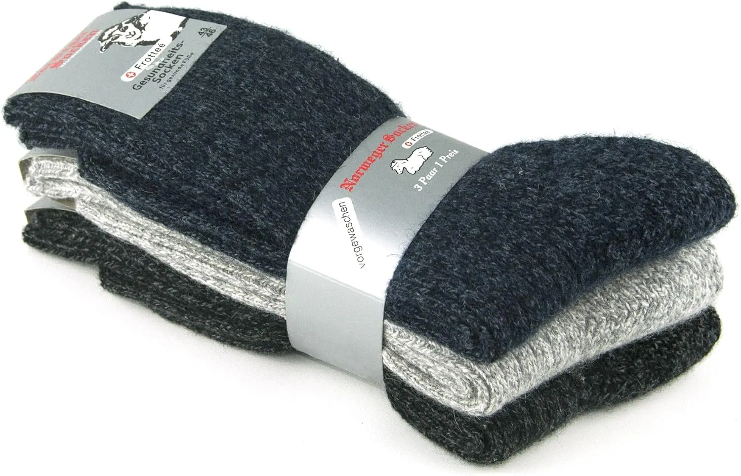 GoWith 3 Pairs Men's Thick Merino Wool Socks, Warm Cozy Winter Crew Socks, Thermal Full-Terry Fuzzy Knit Socks
