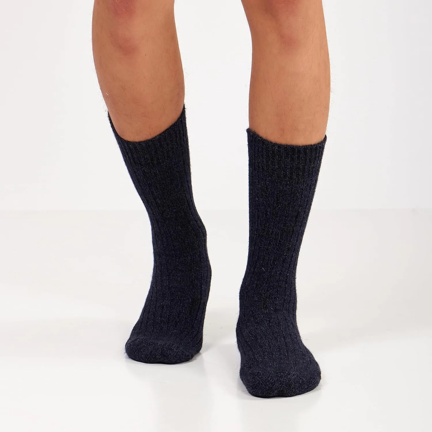 GoWith 3 Pairs Men's Thick Merino Wool Socks, Warm Cozy Winter Crew Socks, Thermal Full-Terry Fuzzy Knit Socks