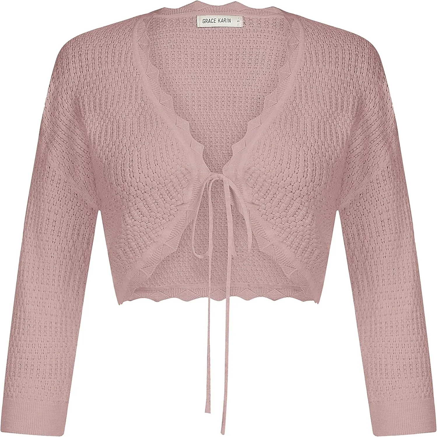 GRACE KARIN Women's 3/4 Sleeve Bolero Shrug Lightweight Open Front Cropped Cardigan Knit Shrugs for Dresses