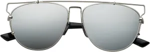 grinderPUNCH Futuristic Metal Contemporary Mirror Flat Lens Aviator Sunglasses