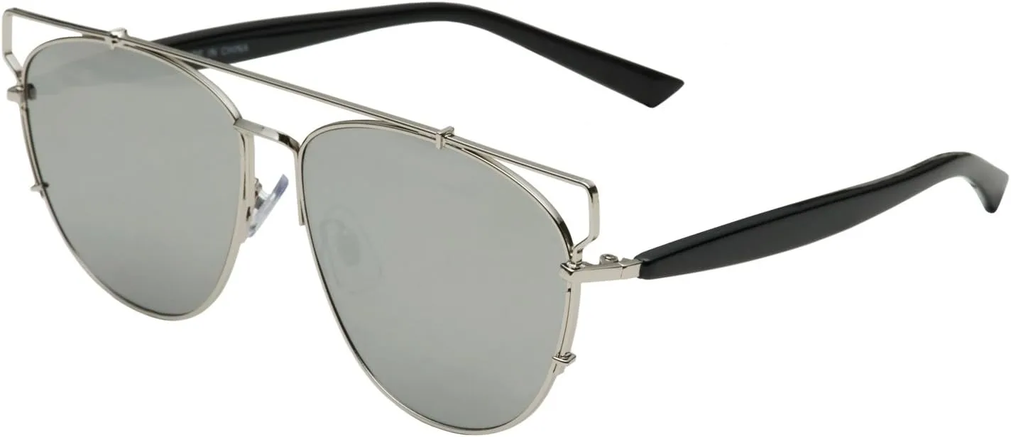 grinderPUNCH Futuristic Metal Contemporary Mirror Flat Lens Aviator Sunglasses