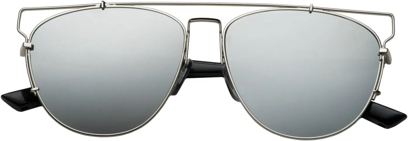 grinderPUNCH Futuristic Metal Contemporary Mirror Flat Lens Aviator Sunglasses