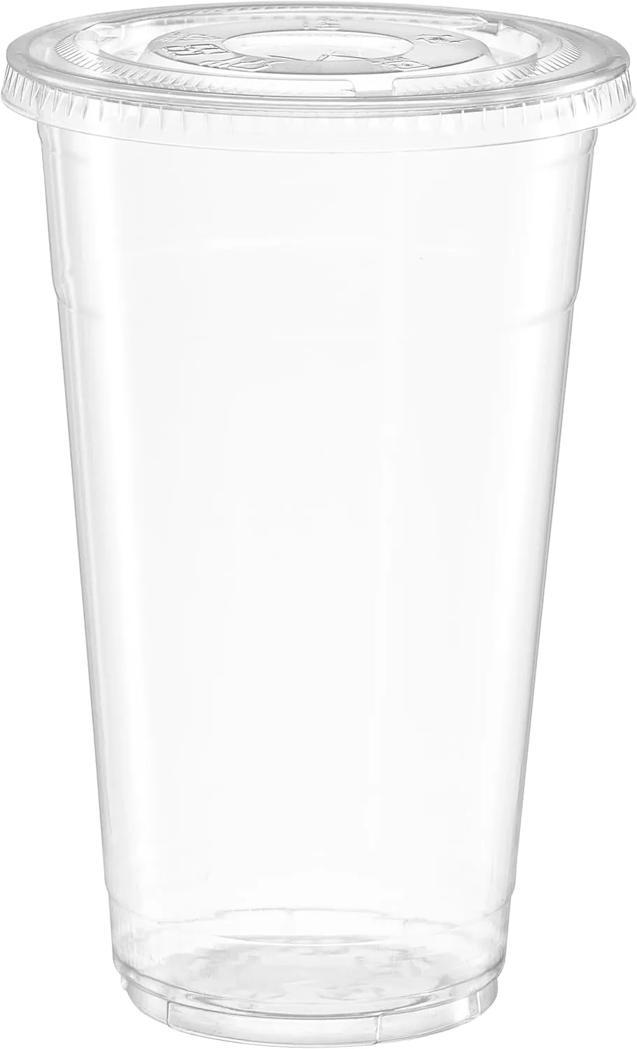 GUSTO [24 oz. - 100 Count Clear PET Cups with Lids, Disposable Coffee Cups with Flat Lids - Ideal for Cold Beverages, Smoothies, and to-Go Drinks - Formerly Comfy Package