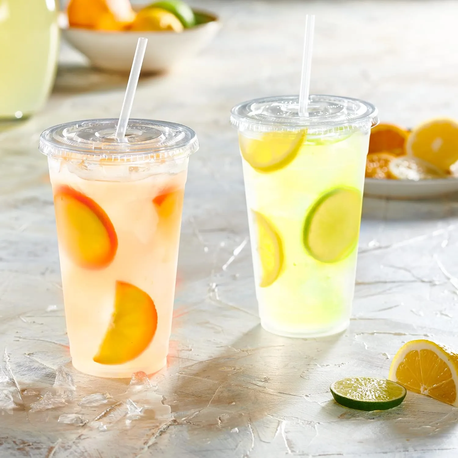 GUSTO [24 oz. - 100 Count Clear PET Cups with Lids, Disposable Coffee Cups with Flat Lids - Ideal for Cold Beverages, Smoothies, and to-Go Drinks - Formerly Comfy Package