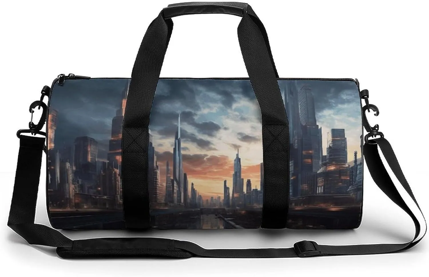 Gym Bag City Scape Duffel Bag for Men Women Overnight Bag with Shoe Compartment Workout Bags