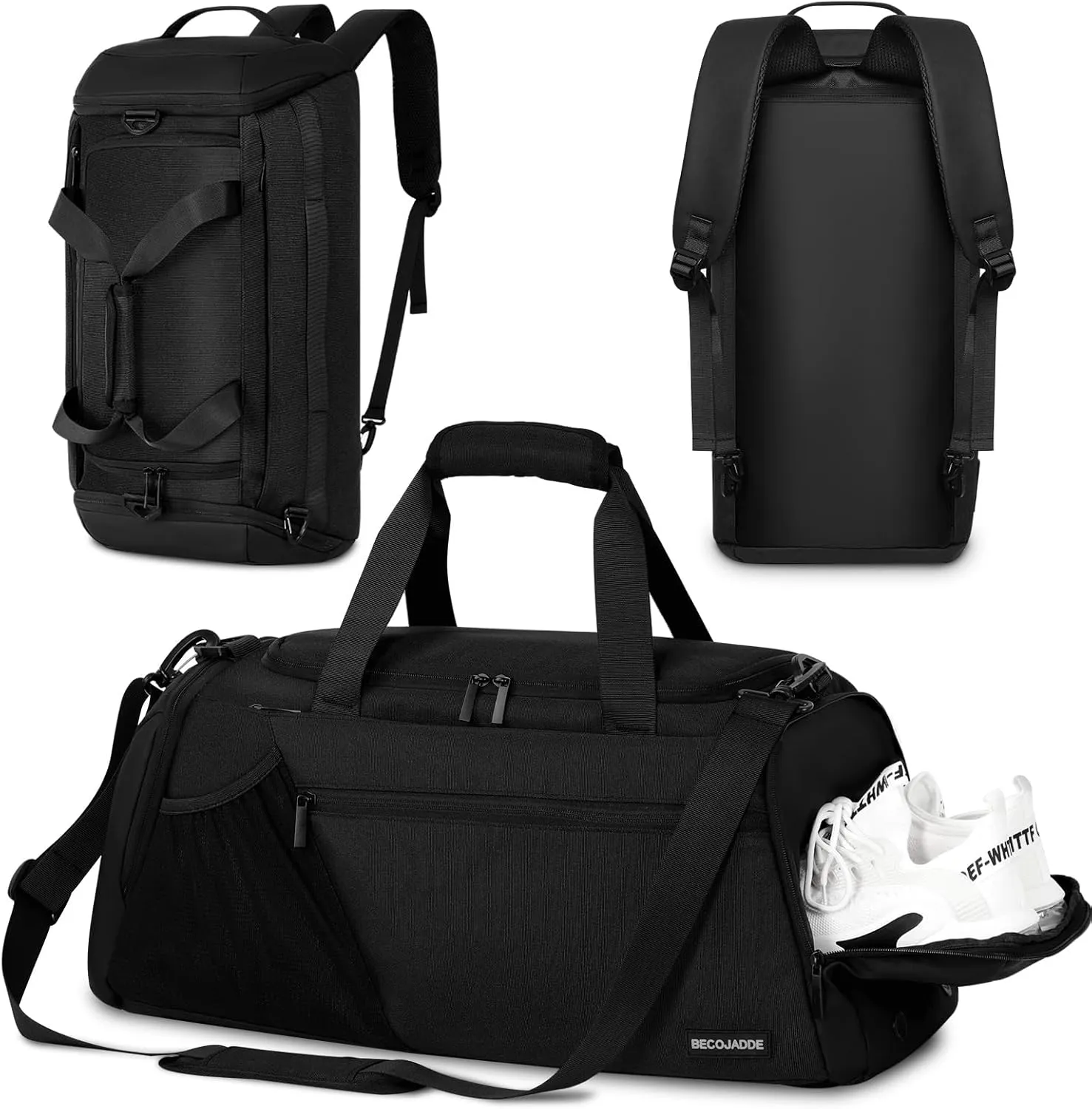 Gym Bags for Men Women 45L Large Gym Backpack Multiple Pockets Sport Duffle Bags with Shoe & Wet Compartment for Workout Travel Weekend Overnight Black