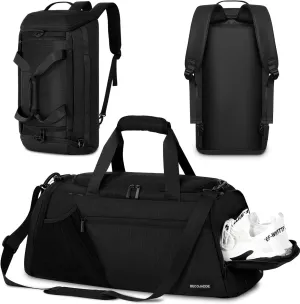 Gym Bags for Men Women 45L Large Gym Backpack Multiple Pockets Sport Duffle Bags with Shoe & Wet Compartment for Workout Travel Weekend Overnight Black