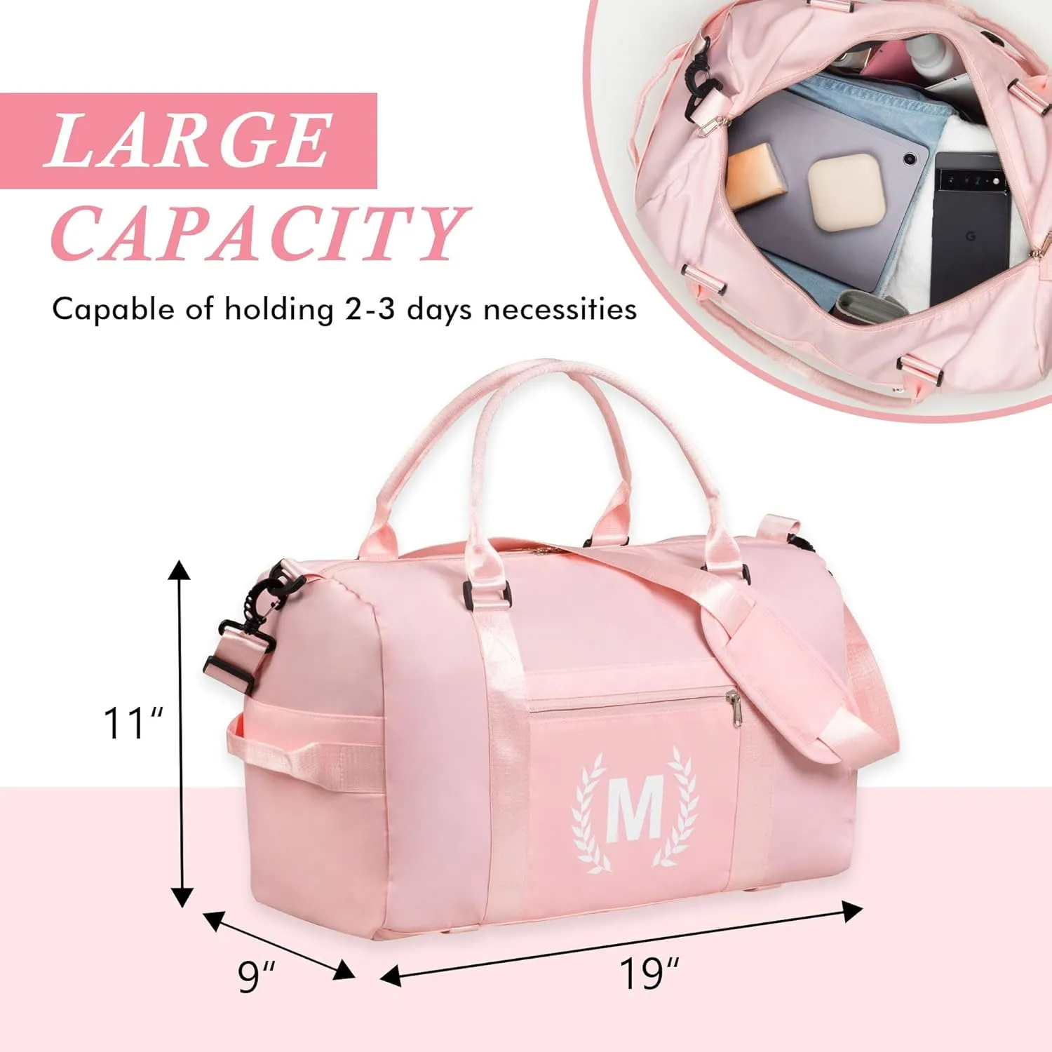 Gym Duffel Bag, Red, Personalized with Initials, Spacious with Shoe Compartment, Wet Pocket, Mat Strap, Travel-Friendly, Versatile Carry Options Materials