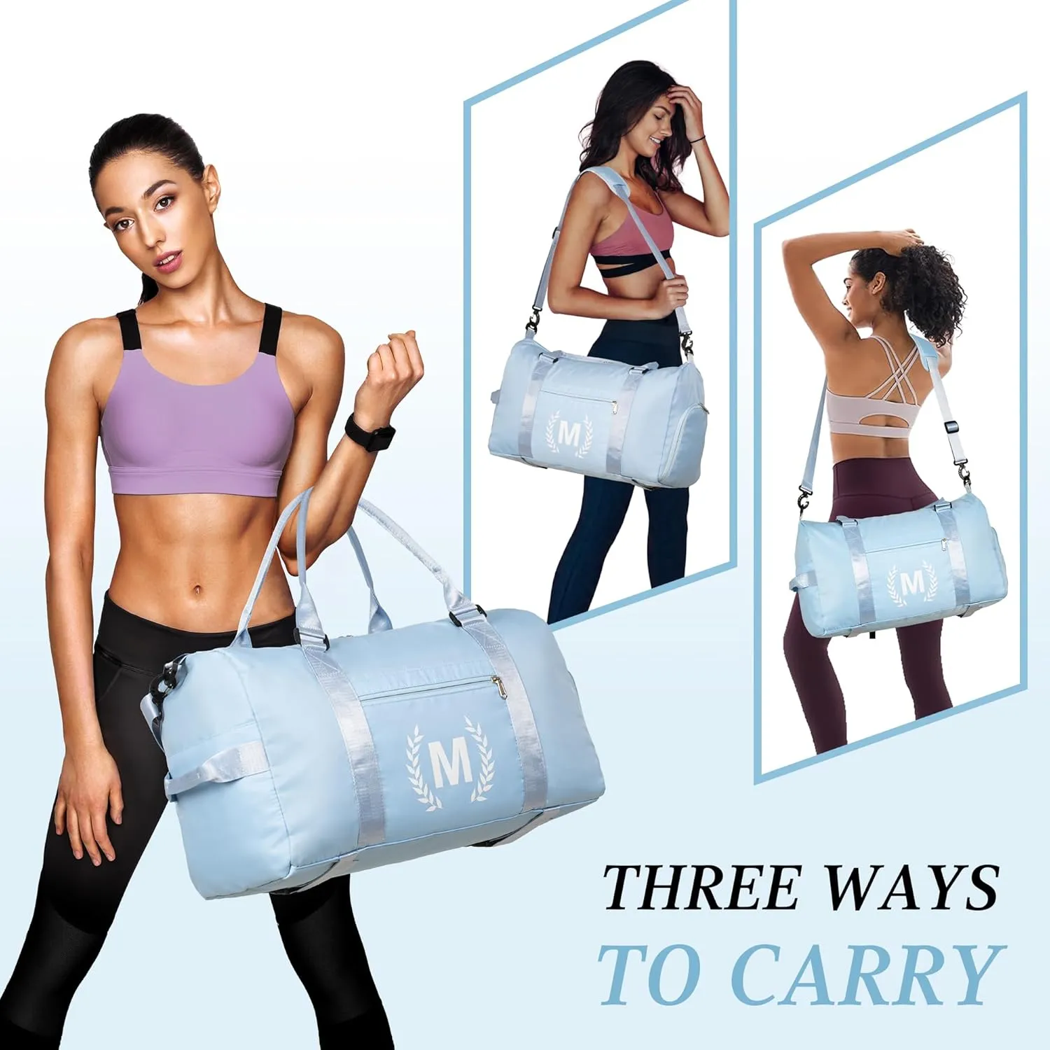 Gym Duffel Bag, Red, Personalized with Initials, Spacious with Shoe Compartment, Wet Pocket, Mat Strap, Travel-Friendly, Versatile Carry Options, Water-Resistant Polyester