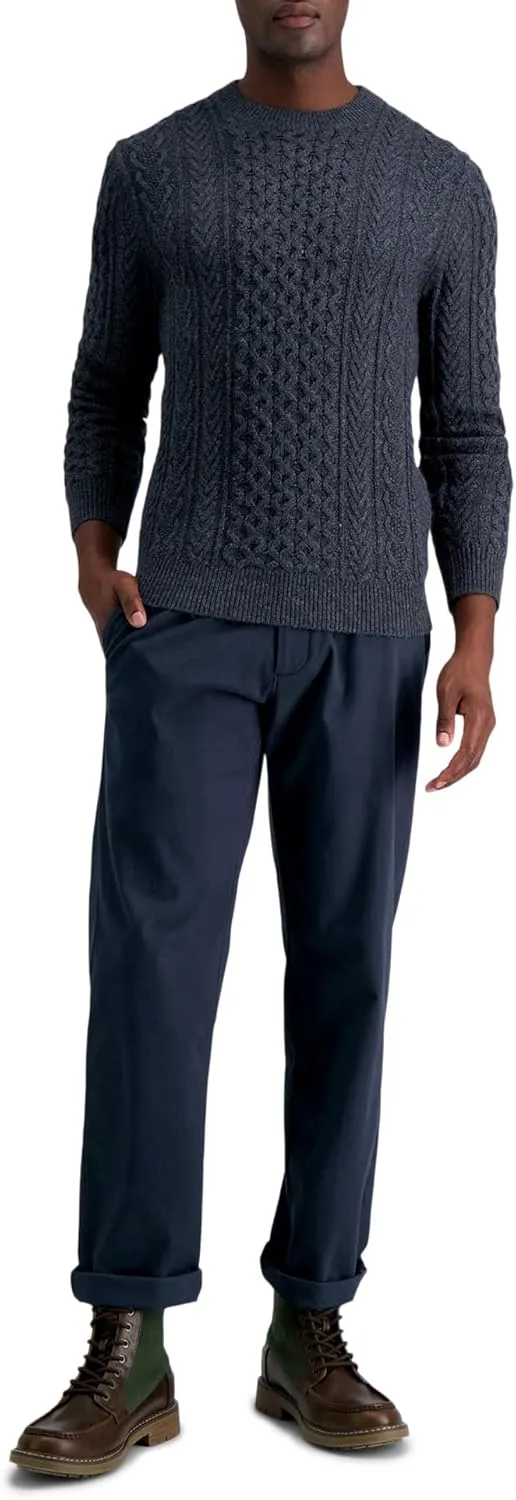 Haggar Mens Long Sleeve Aran Cable Sweater