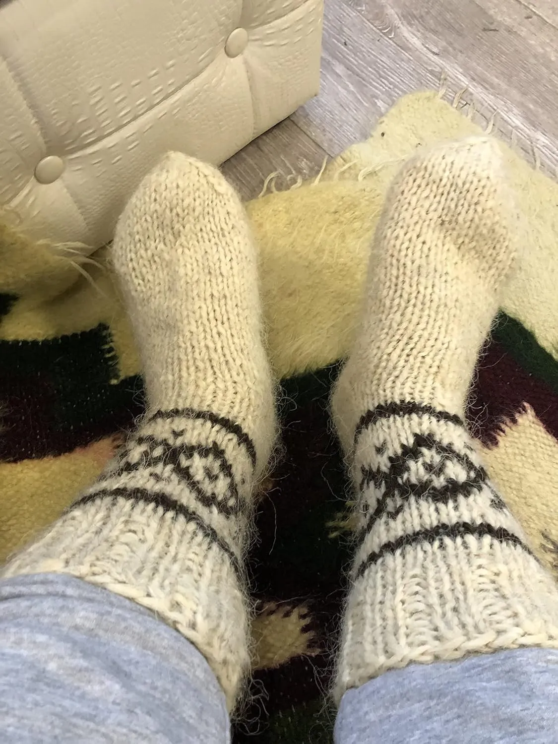Hand Knitted Woolen Socks, Made In Ukraine Men's/Women's handmade made of natural wool, Large Sizes, Extra Thick, Bed wool socks, Winter socks, Warm socks, Cozy socks for hiking (Men's 11-11.5)